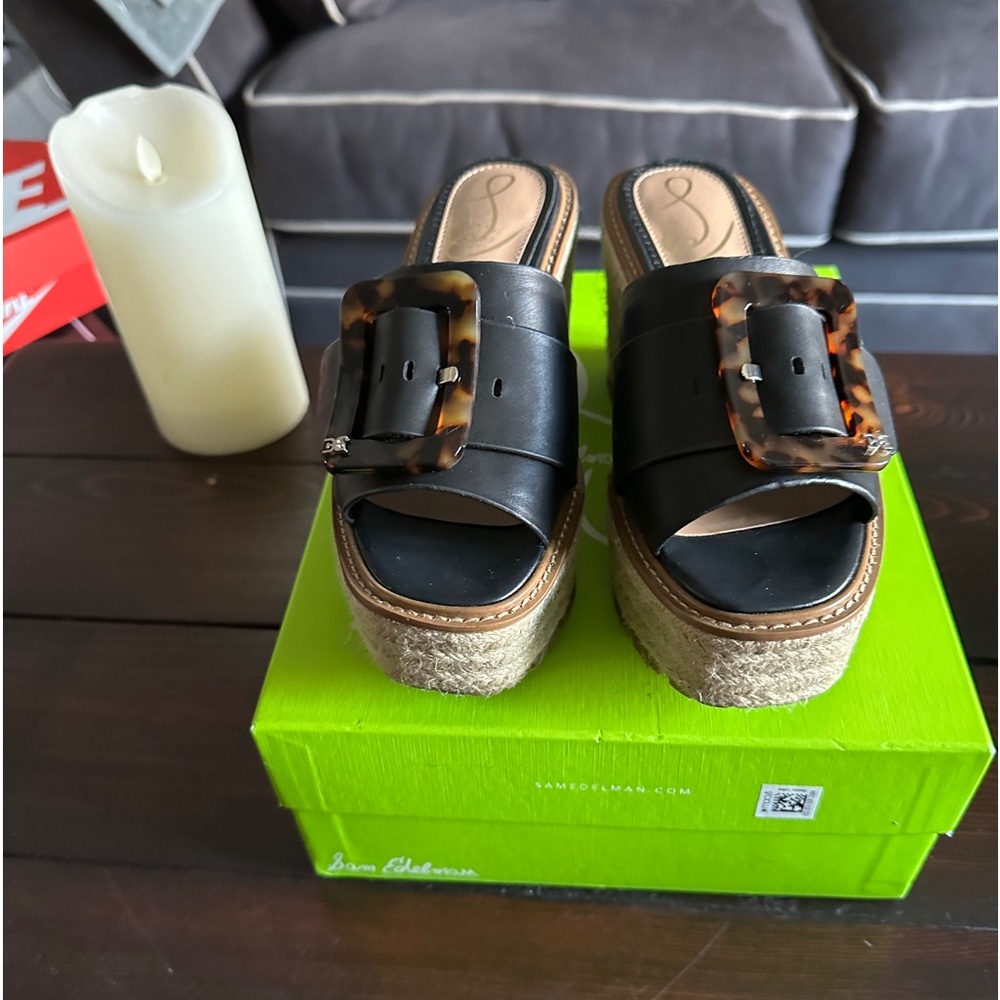 Sam Edelman leather slide espadrille sandal